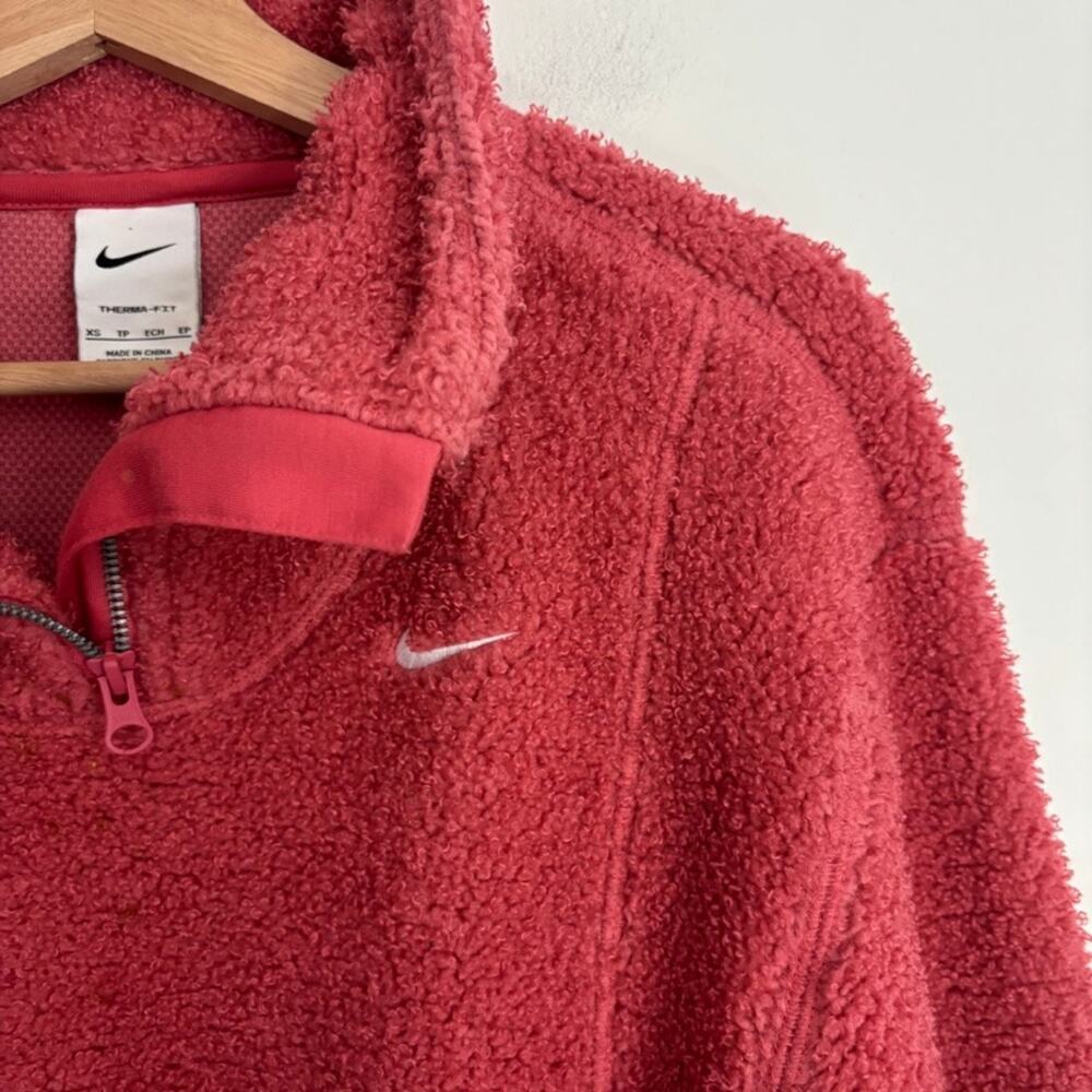 Nike Therma-Fit Fleece 1/4 Zip Pullover Pink Oversized Sporty Cozy XS - Picture 6 of 8